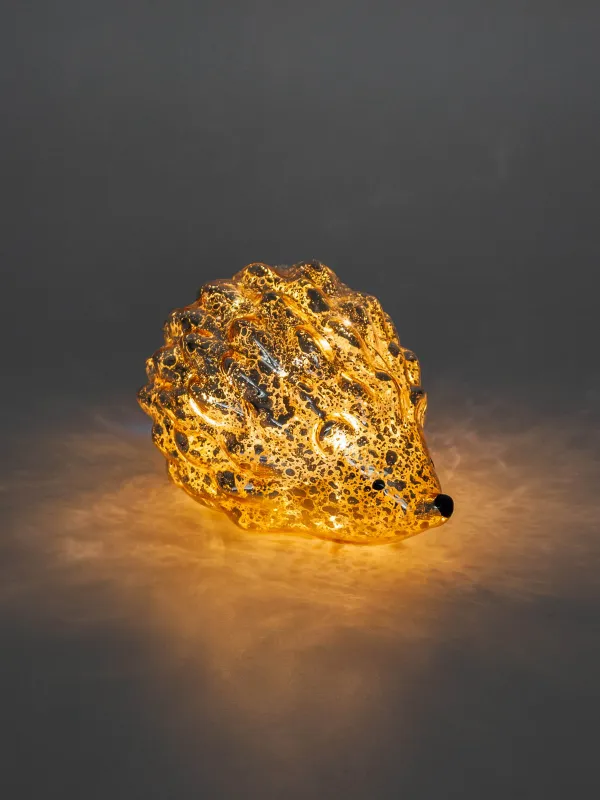 Мүсінше, жарықтандырылған, 11 см, шыны, шампан, Кірпі, Patina, image-5