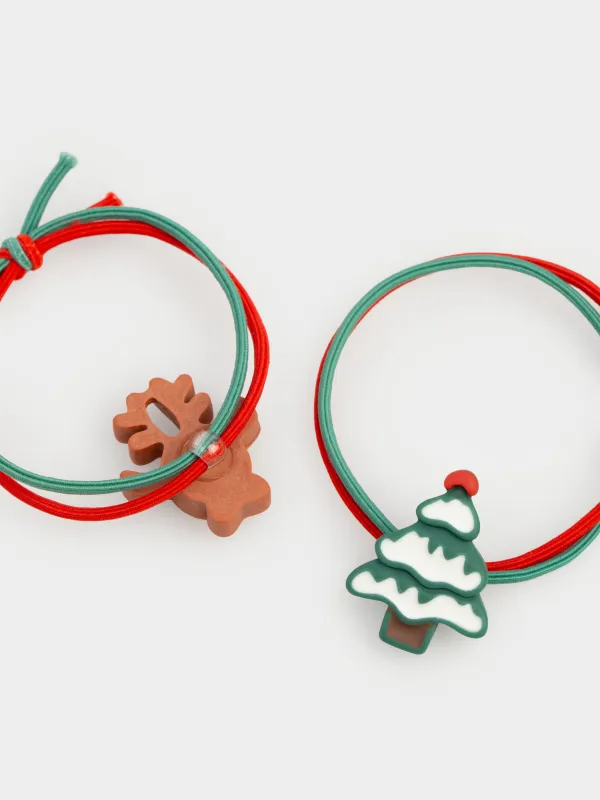 Шашқа арналған резеңкелер жиынтығы, 5 см, 2 дана, балаларға арналған, полиэстер/пластик, шырша және бұғы, шашқа арналған серпімді жолақтар жинағы, Gracile, image-3