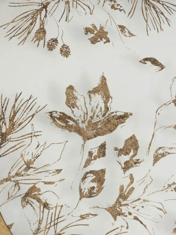 Поднос, 41x30 см, с ручками, пластик/стекло, фигурный, золотистый, Еловые ветки и цветы, Ralend, image-5