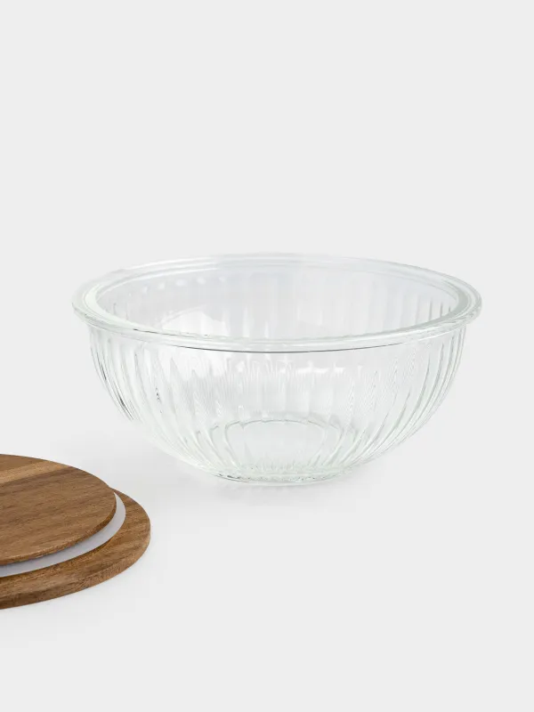 Тостаған, 1 л, қақпағы бар, шыны Т/ағаш, Ravi wood, image-3