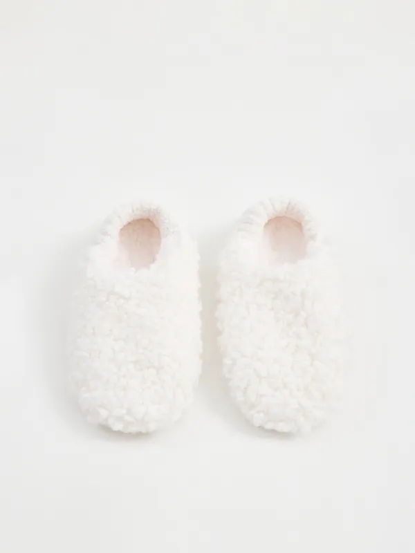 Әйелдер тәпішке-шұлықтары, үйге арналған, өлшемі 36-38, жасанды үлбір/шерпа, сүт түстес, Curled, image-3