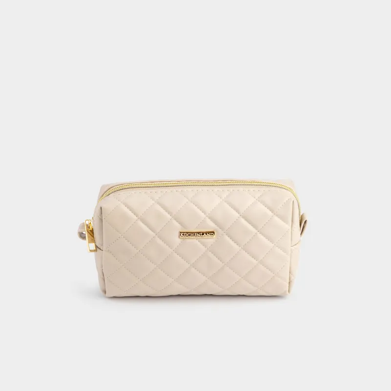 Косметика сөмкесі, 18х11 см, ілулі, полиуретан, сарғылт, Quilted