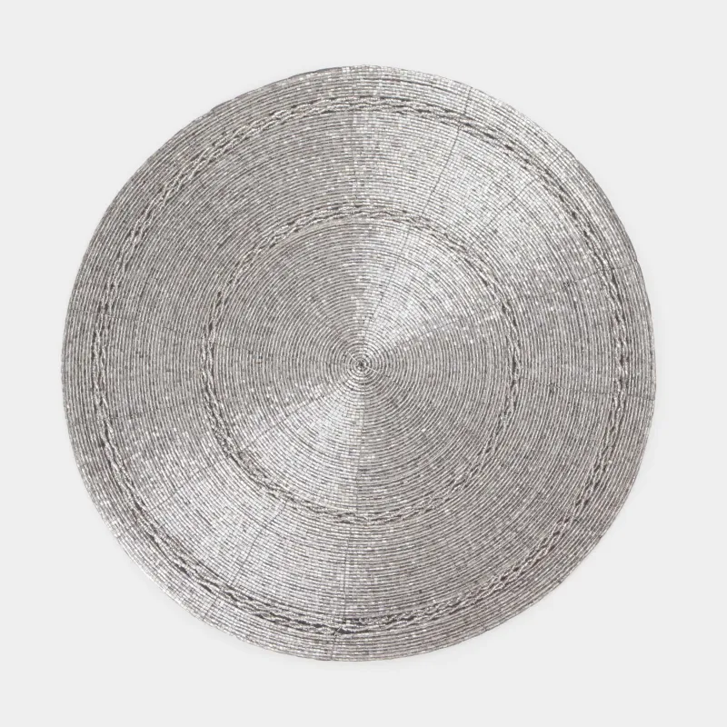 Аспаптарға арналған майлық, 36 см, моншақтар, дөңгелек, ашық күміс, Circle beads