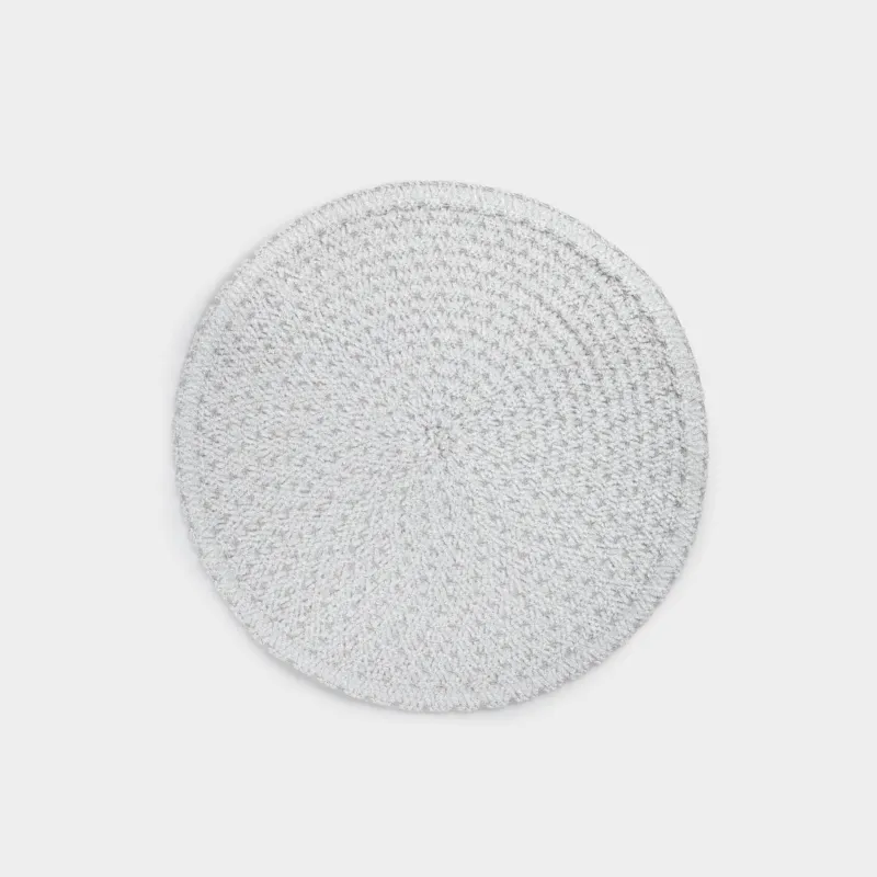 Салфетка под приборы, 38 см, шенилл, круглая, серебристо-серая, Chenill