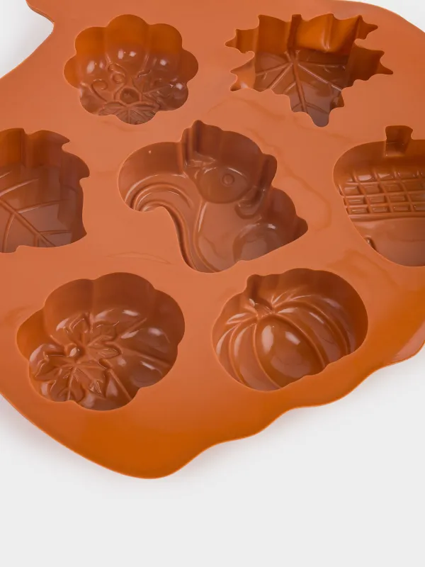 Кекстерді пісіруге арналған қалып, 25х26 см, 7 бөлім, силикон, қызғылт сары, асқабақ, Bakery color, image-2