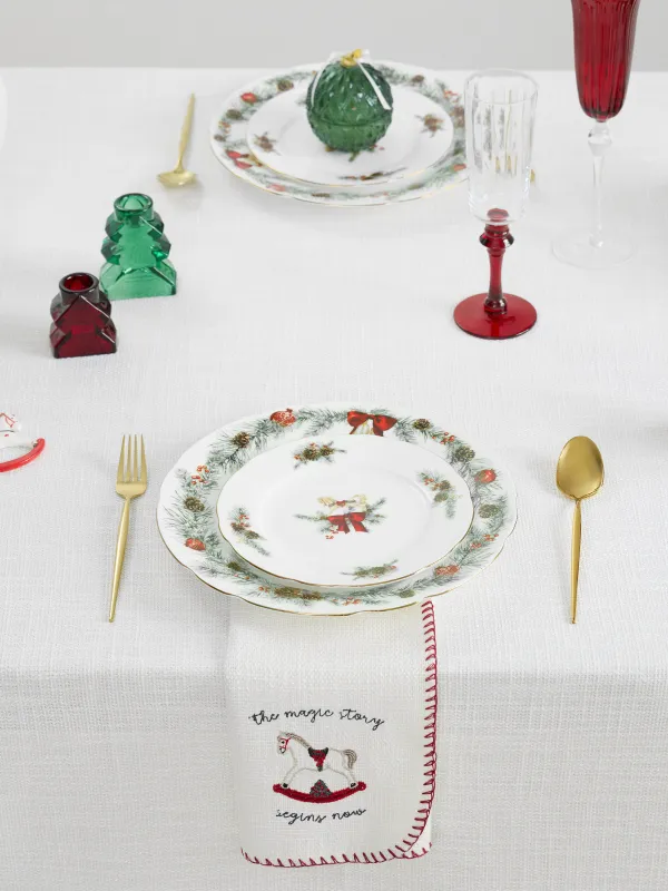 Дастархан, 160х160 см, тігісі бар, полиэстер, сүт түстес, Кендір мата, Gunny traditions, image-1