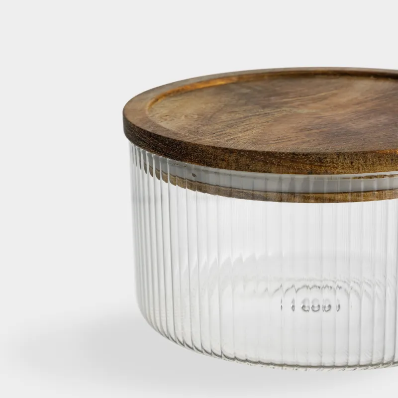 Банка для сыпучих продуктов, 500 мл, стекло Б/дерево, Ravi wood, image-2