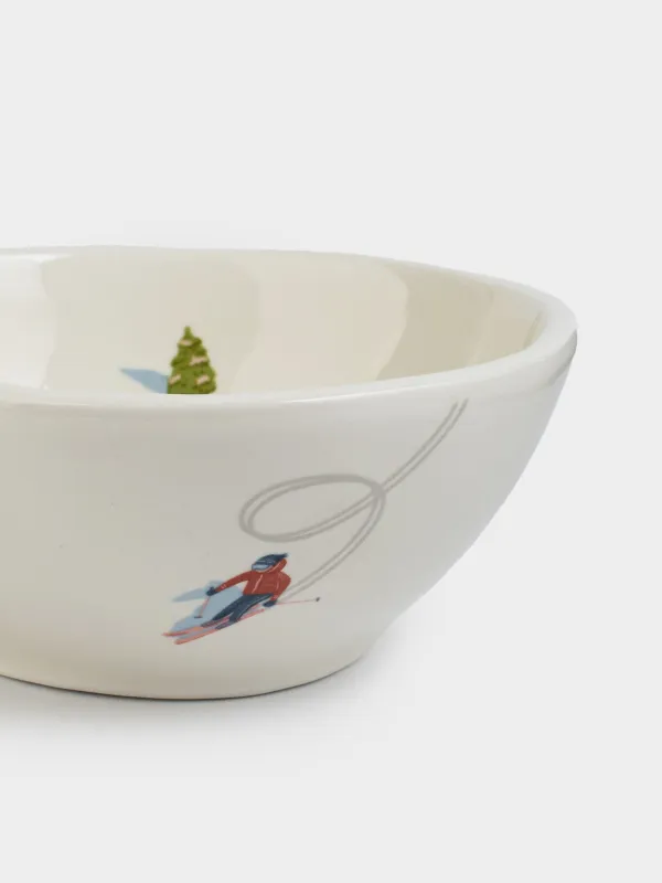 Кесе, 13х5 см, керамика, ақ, Шаңғышылар, Skiers, image-4