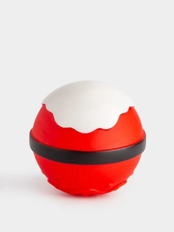 Иттерге арналған ойыншық, 8 см, сықырлағышы бар, резеңке, қызыл, Аяз атаның шары, Christmas pet, image-2