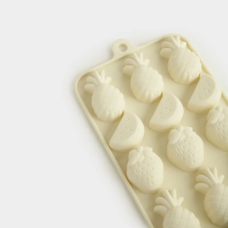 Мұз бен шоколадқа арналған қалып, 23х10 см, 18 бөлім, силикон, сүт түстес, Жеміс-жидек, Bakery, image-3