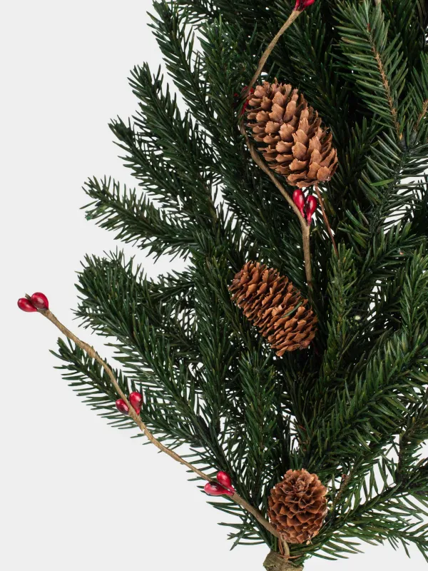 Сәндік бұтақ, 60 см, ағаш/пенопласт, қылқан жапырақты хош иіс, Қою қызыл жидектер мен шырша бүршіктері, Bordo berry, image-4