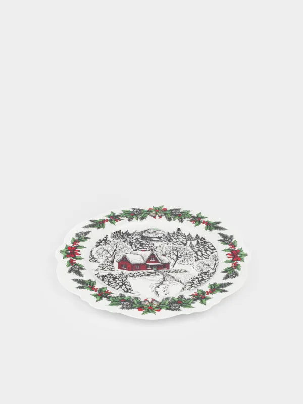 Тарелка обеденная, 27 см, фарфор N, белая, Дом в лесу, Forest house, image-1