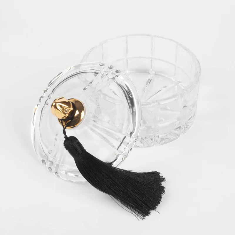 Емкость для хранения, 10x10 см, 240 мл, с кисточкой, стекло Р/вискоза, Zero, image-1