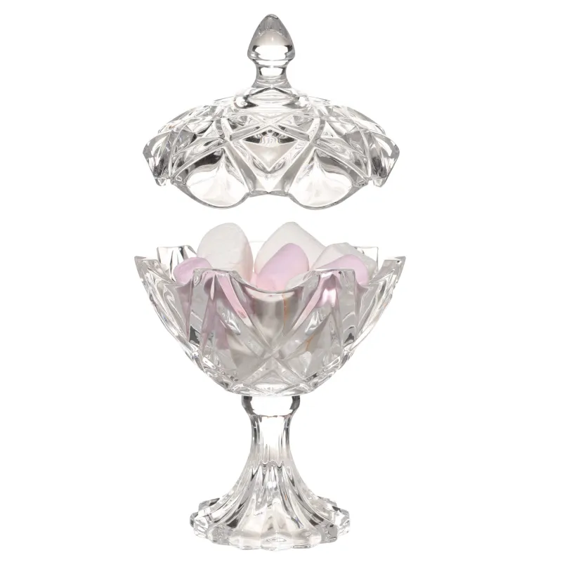 Кәмпит сауыты, 21х12 см, аяғы бар, қақпағы бар, шыны Р, Гүл, Villari, image-3