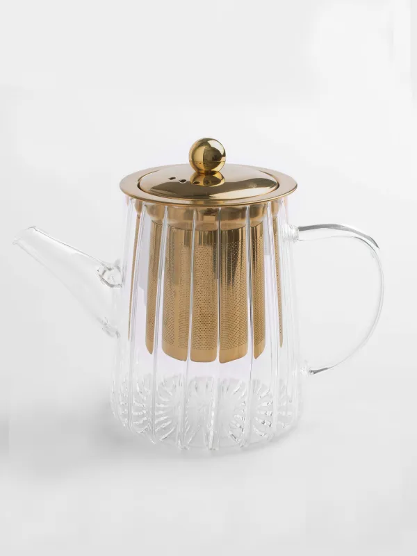 Чайник заварочный, 600 мл, стекло Б/сталь, золотистый, Camellia gold, image-1