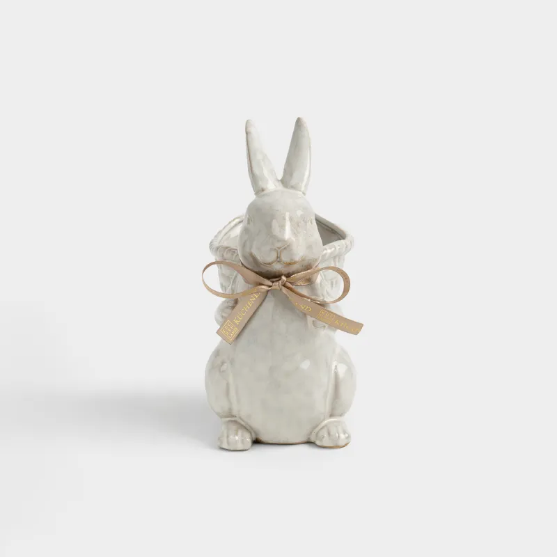 Гүл вазасы, 20 см, сәндік, фарфор P, сүт түстес және қоңыр, Қоян, Rustic Easter