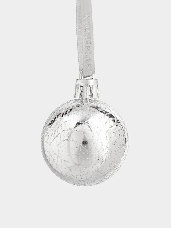 Шырша ойыншығы, 4 см, 6 дана, пластик, күміс, Шар, Ball sparkle, image-1