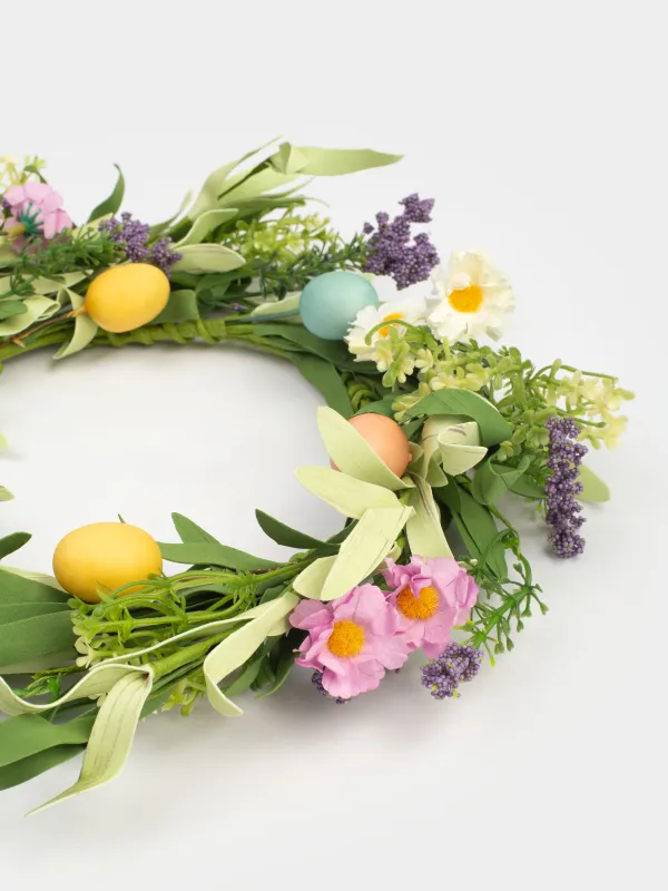 Венок декоративный, 35 см, Цветы и пасхальные яйца, Easter decor, image-4