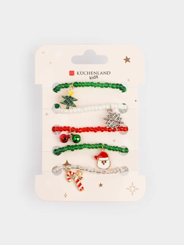 Набор браслетов, 16 см, 5 шт, детский, металл/стекло, цветной, Новый год, Jewelry christmas, image-7