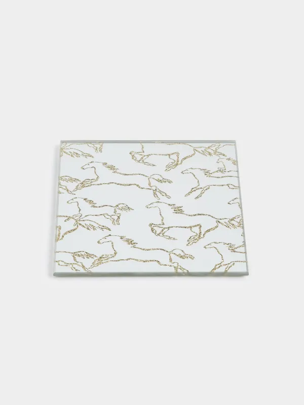 Саптыаяқ тұғыры, 10 см, шаршы, шыны, алтын, Жылқылар, Horse gold, image-4