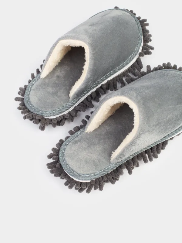 Тәпішке-сүрткіштер, 28 см, алмалы-салмалы табаны бар, микрофибра, сұр, Clean, image-5