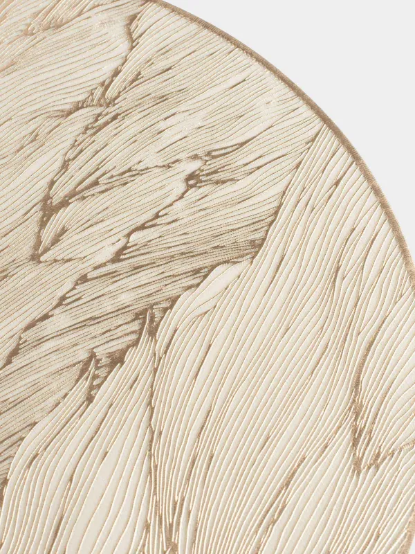 Салфетка под приборы, 38 см, ПВХ, круглая, золотистая, Лист, Azhur, image-2