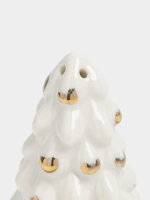 Емкость для соли или перца, 8 см, фарфор P, молочно-золотистая, Ель, Snow sparks, image-1