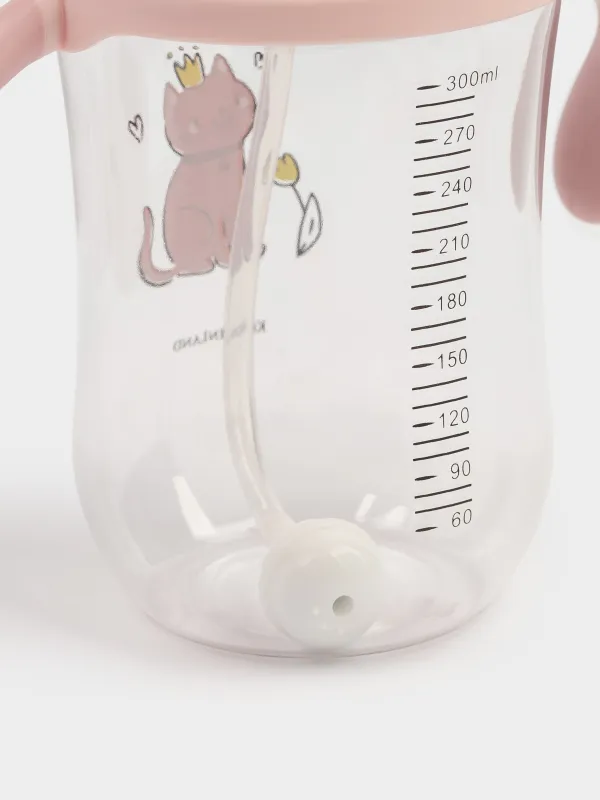 Ішуге арналған бөтелке, балаларға арналған, 350 мл, тритан, қызғылт, Мысық, Kiddy, image-3