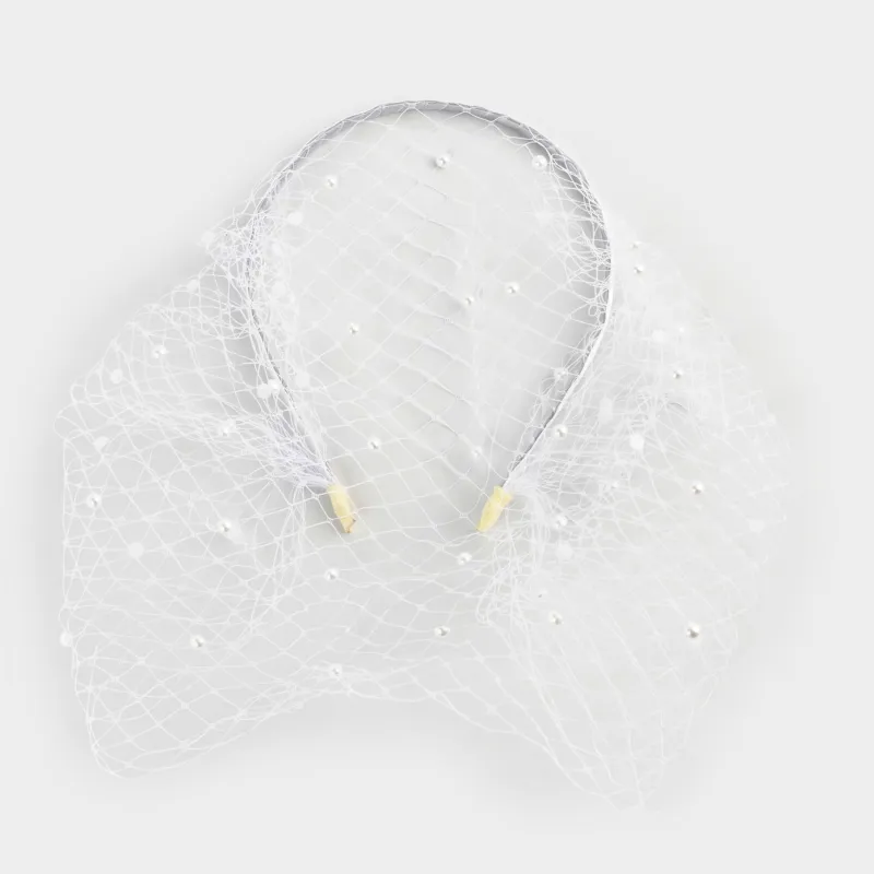 Карнавалдық жиек, 14х15 см, металл/полиэстер, ақ, Інжу вуаль, Hairstyle