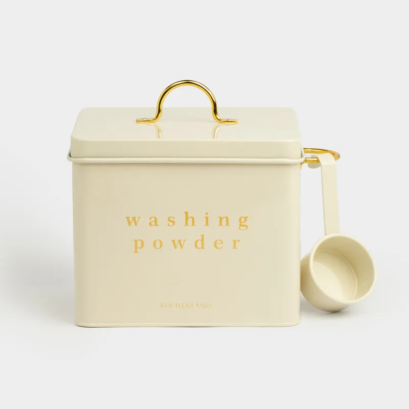 Контейнер для стирального порошка, 4 л, с мерной ложкой, металл, белый, Compact gold