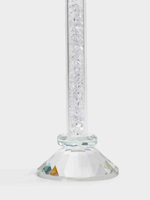 Шам ұстағыш, 20 см, жұқа/шай шамына арналған, аяқты, хрусталь шыны/страздар, Lux crystal, image-2