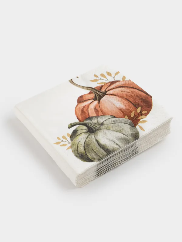 Қағаз майлықтар, 21х21 см, 20 дана, шаршы, ақ, Асқабақ, Forest symphony, image-1