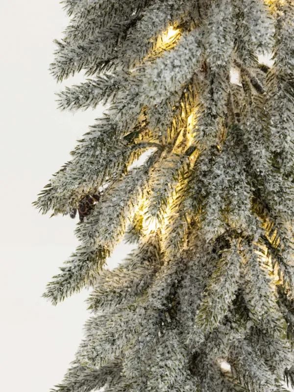 Жасанды шырша, 80 см, жарықтандырылған, құмырада, ПВХ, Бүршіктері бар шырша, Snowy decor, image-4