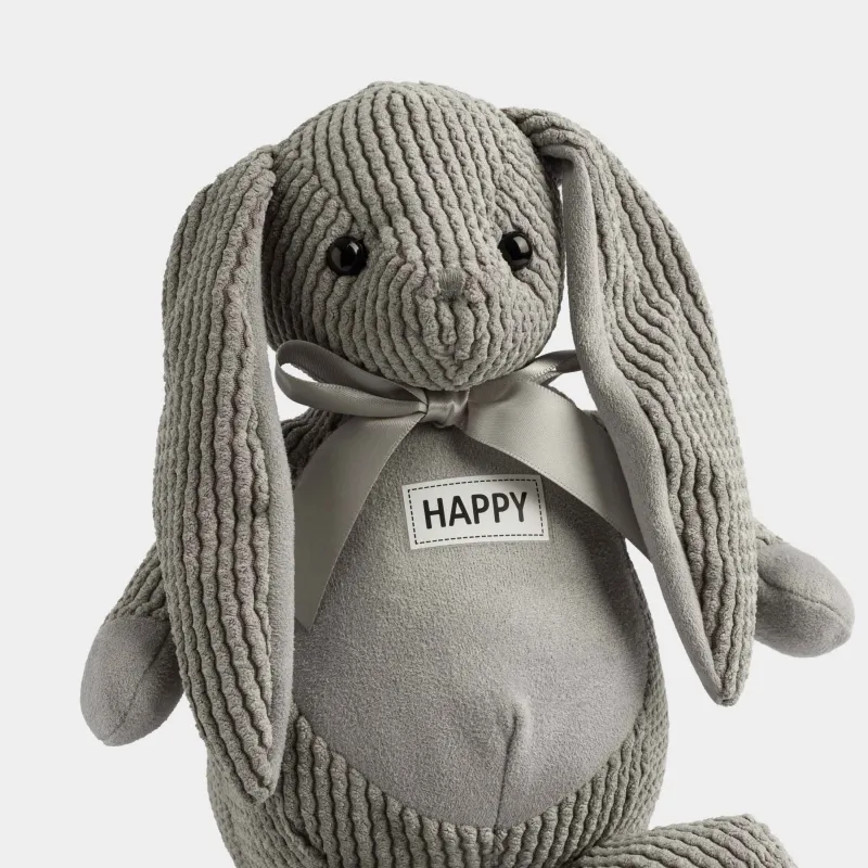 Ойыншық, 21 см, жұмсақ, полиэстер, сұр, Бантик таққан қоян, Rabbit, image-1