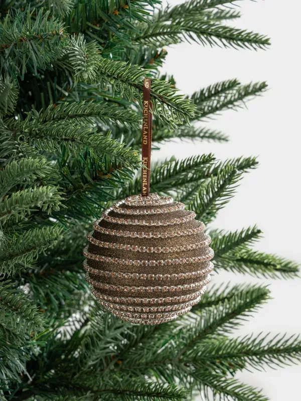 Шырша ойыншығы, 8 см, пластик, қола, Страздары бар шар, Ball sparkle, image-2