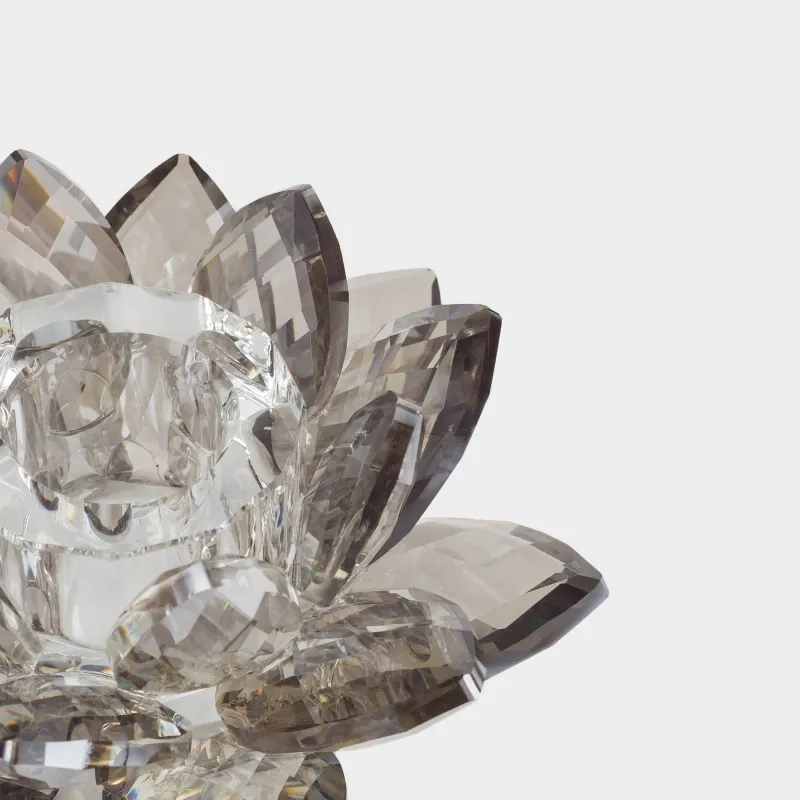 Подсвечник, 11 см, для тонкой свечи, кристальное стекло, серый, Цветок, Crystal flower, image-2