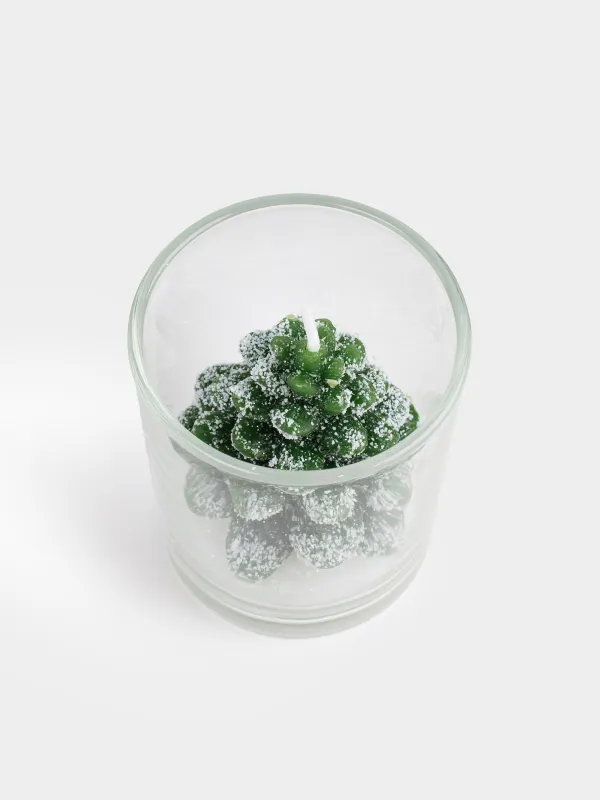 Шам, 6х7 см, шам ұстағышта, жасыл, Қар басқан шырша, Fir Snowy, image-2