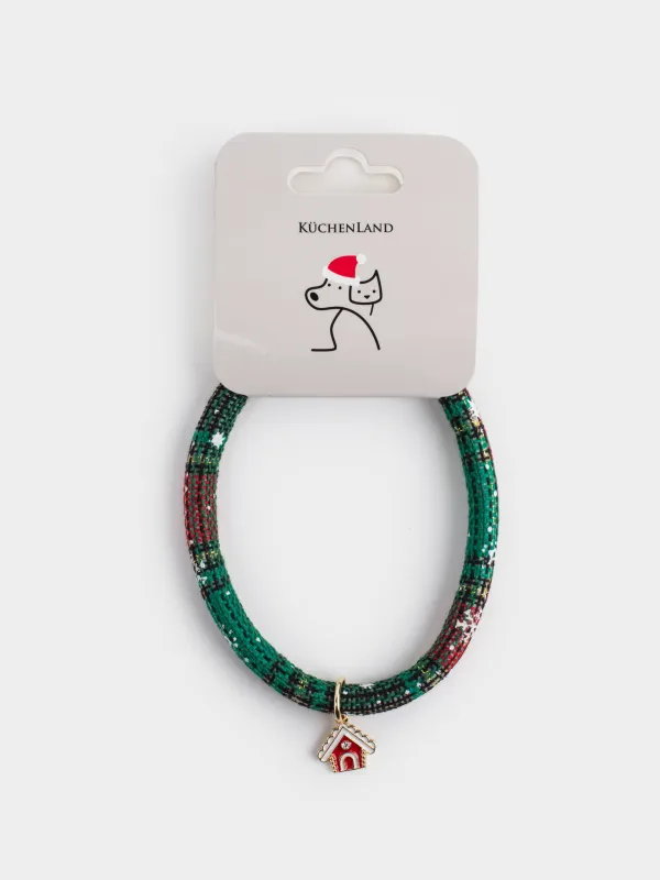 Жануарларға арналған мойынбау, 25/30 см, сәндік, полиэстер/металл, жасыл, Үй, Christmas pet, image-4