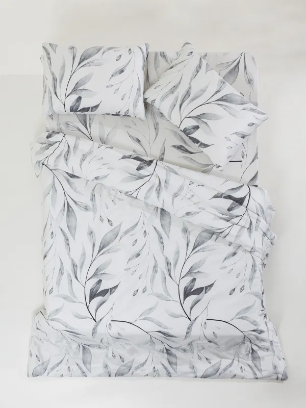 КПБ евро, сатин 300 ТС, белый, Ветви ивы, Satin, image-0