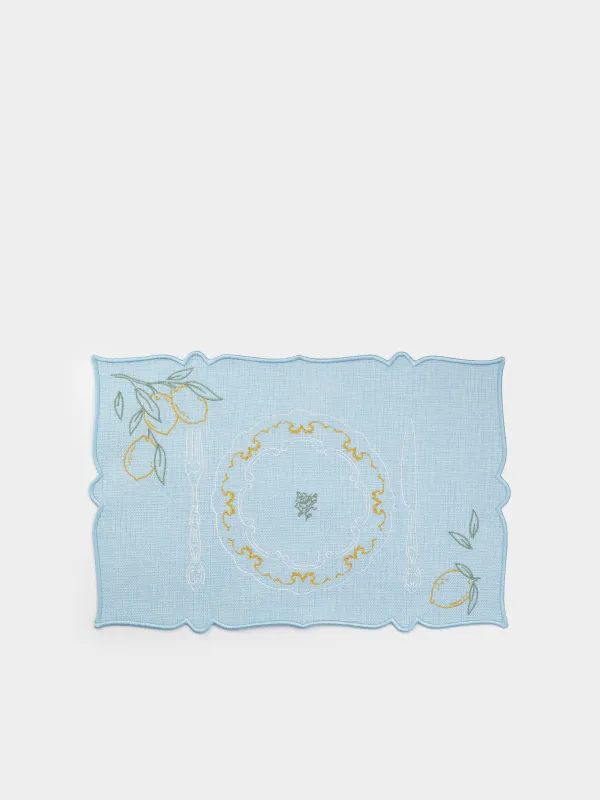 Салфетка под приборы, 30х45 см, полиэстер, прямоугольная, голубая, Сервировка, Enclose, image-0