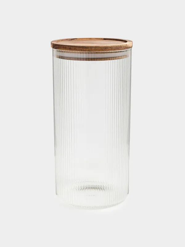 Сусымалы өнімдерге арналған құты, 1,7 л, Б шыны/ағаш, Ravi wood, image-0