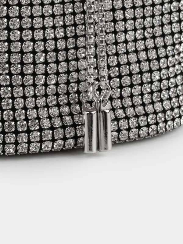 Сумка женская, 15х16 см, с ремешком-цепочкой, полиэстер/стразы, серебристая, Lika, image-6