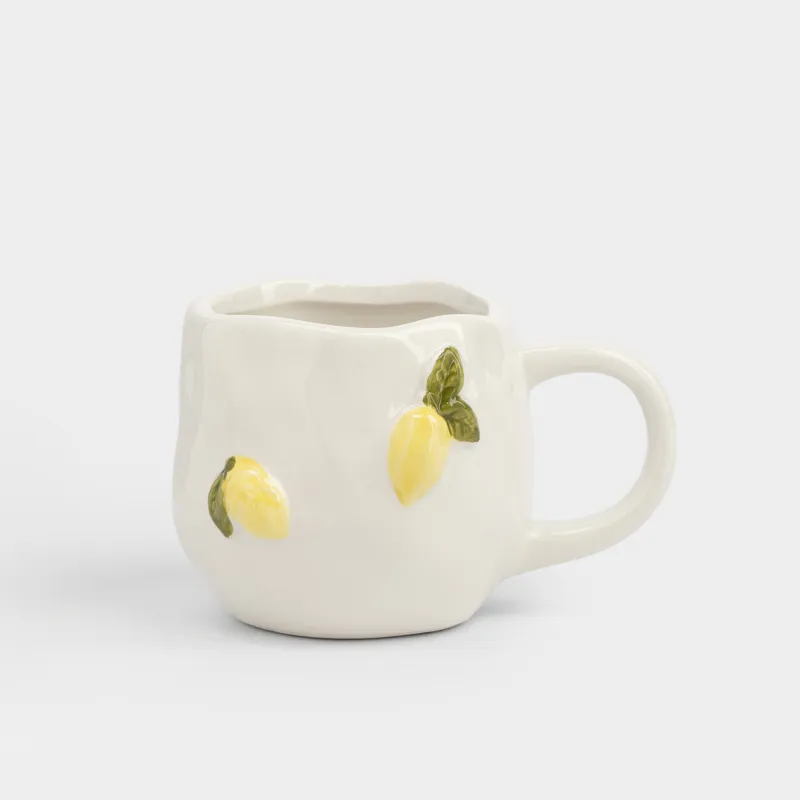 Кружка, 420 мл, керамика D, молочная, Лимоны, Sicily