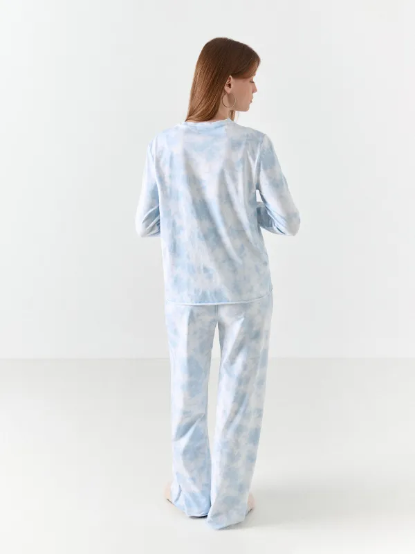 Лонгслив домашний, голубой, Jocelyn, image-4