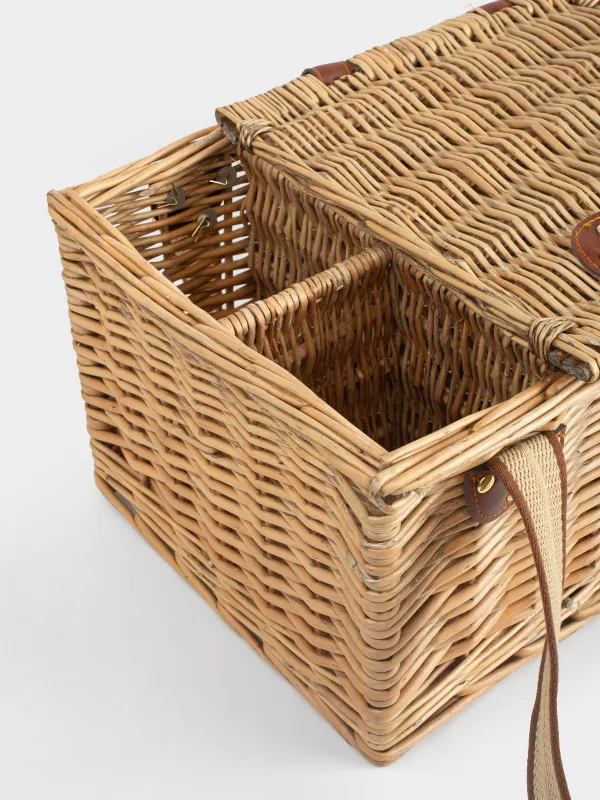 Пикник себеті, 40х30 см, 2 адам, 12 зат, бөтелке бөлімі бар, жүзім сабағы, қоңыр, Picnic, image-6