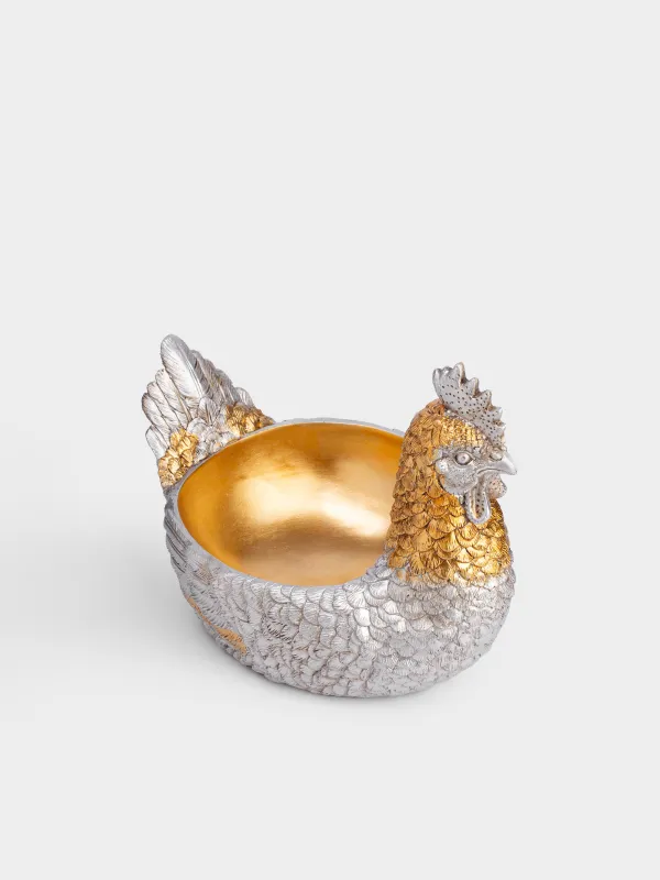 Кәмпит ыдысы, 26х20 см, полирезин, алтын-күміс, Әтеш, Easter pullet, image-1