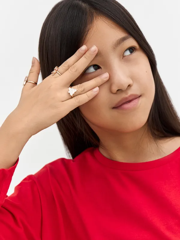 Балаларға арналған лонгслив, өлшемі 104 см, мақта, қызыл, Бұғы, Amelia, image-5