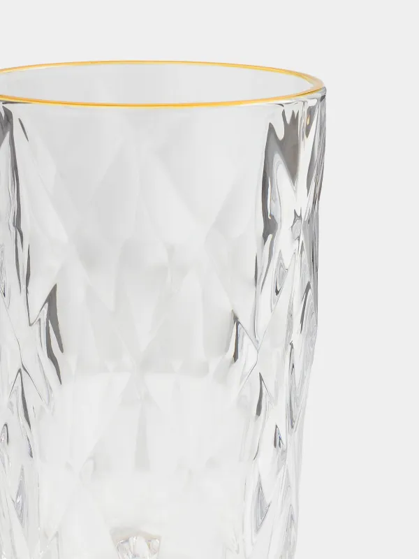 Стақан, 12 см, 340 мл, шыны Р, алтын жиегі бар, Rhomb gold, image-2