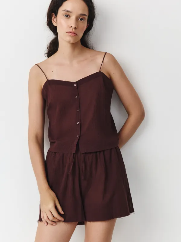 Әйелдер блузасы, өлшемі L, белдіктері бар, түймелері бар, муслин К, қоңыр, Fermina, image-2