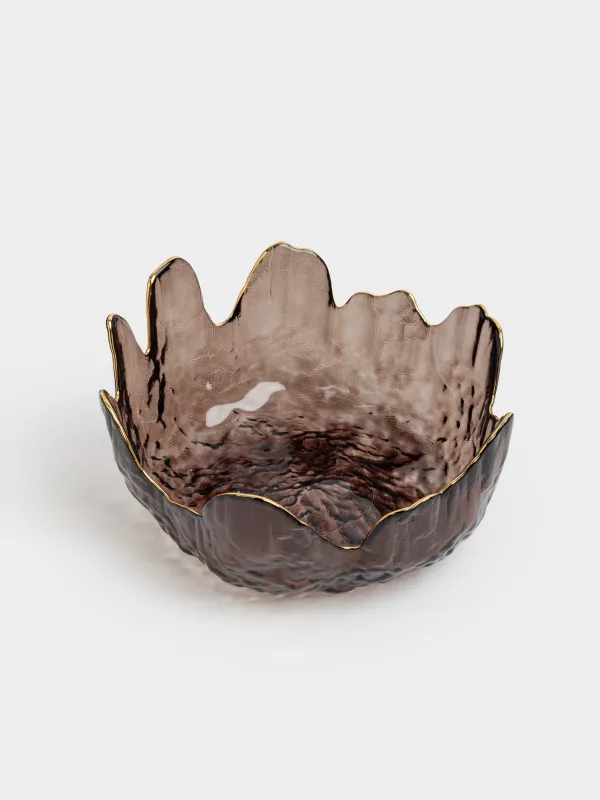 Салат ыдысы, 18х7 см, 700 мл, шыны, қоңыр, алтын жиегі бар, Nautilus color, image-1